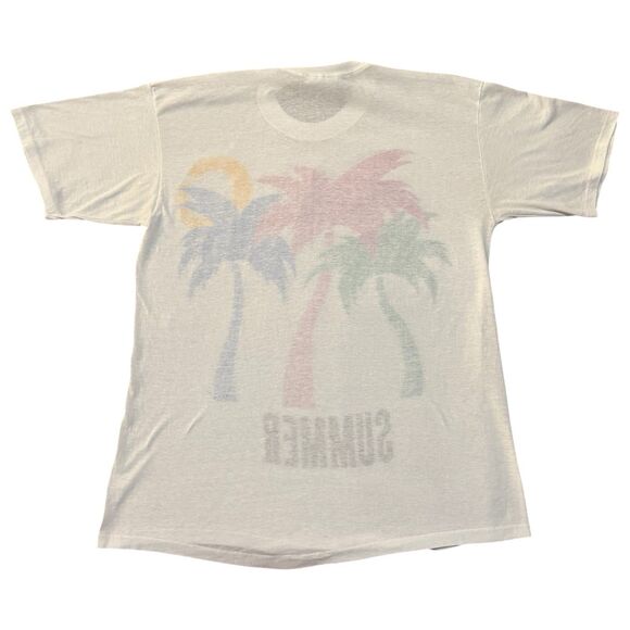 Vintage 90s Turtle Bay Summer Palm Trees T-Shirt Single Stitch Size L USA Made - Picture 2 of 5